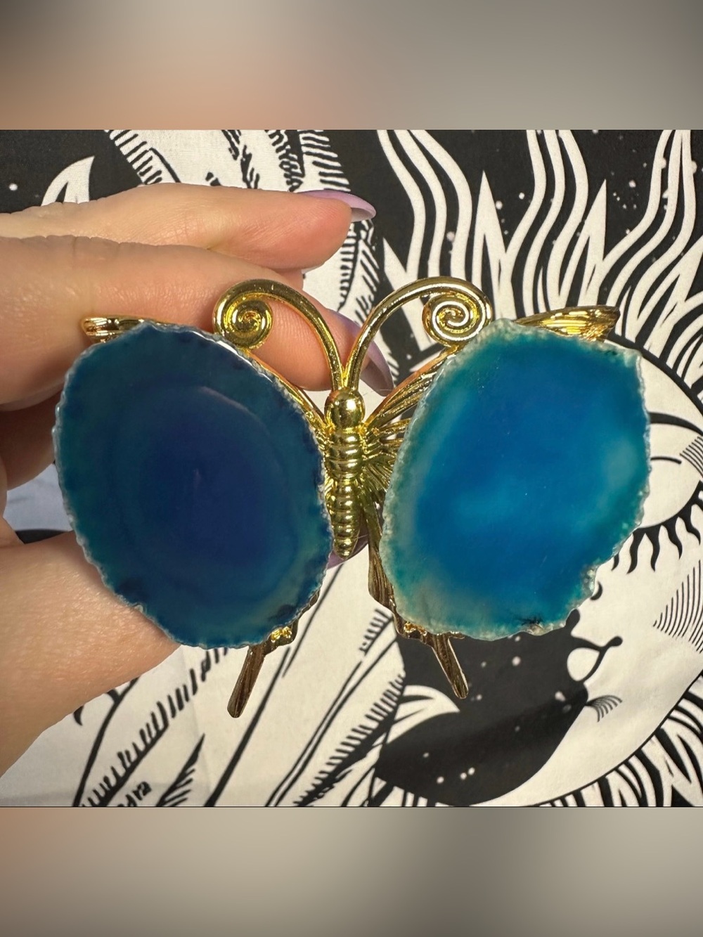 Agate Slice Butterfly - Blue